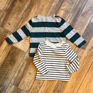Hanna Andersson Green & Gray Striped Long-Sleeve Top